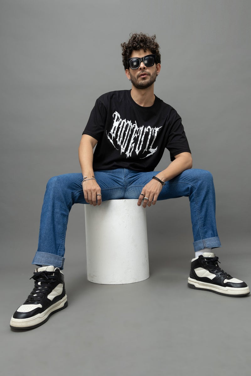 Go Devil Printed Oversized Black T-Shirt for Men - Image 4